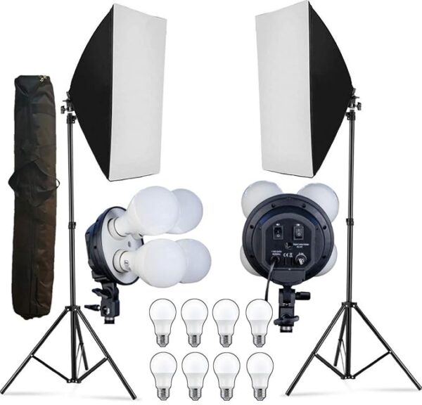 HIFFIN® PRO Quadlux Mark II Softbox Lighting Kit Double, Led Still & Video Light with AC Power, YouTube Shooting, Videography, Portrait, Product Photography, Soft Box Studio Interview Equipment - Image 8