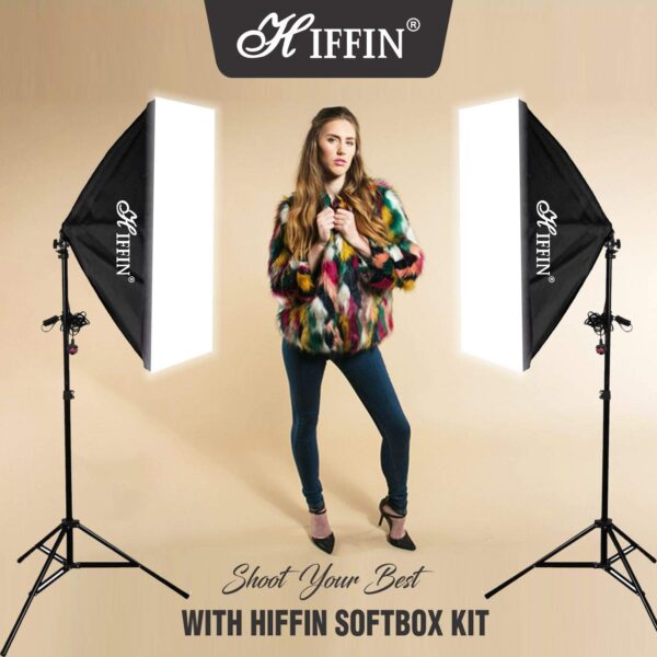 HIFFIN® PRO Quadlux Mark II Softbox Lighting Kit Double, Led Still & Video Light with AC Power, YouTube Shooting, Videography, Portrait, Product Photography, Soft Box Studio Interview Equipment - Image 2