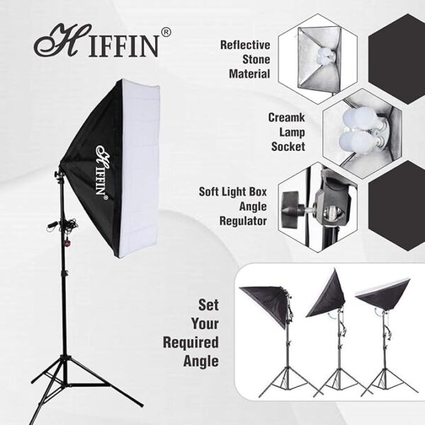 HIFFIN® PRO Quadlux Mark II Softbox Lighting Kit Double, Led Still & Video Light with AC Power, YouTube Shooting, Videography, Portrait, Product Photography, Soft Box Studio Interview Equipment - Image 6