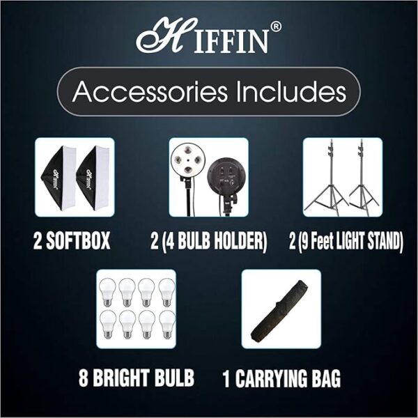 HIFFIN® PRO Quadlux Mark II Softbox Lighting Kit Double, Led Still & Video Light with AC Power, YouTube Shooting, Videography, Portrait, Product Photography, Soft Box Studio Interview Equipment - Image 3